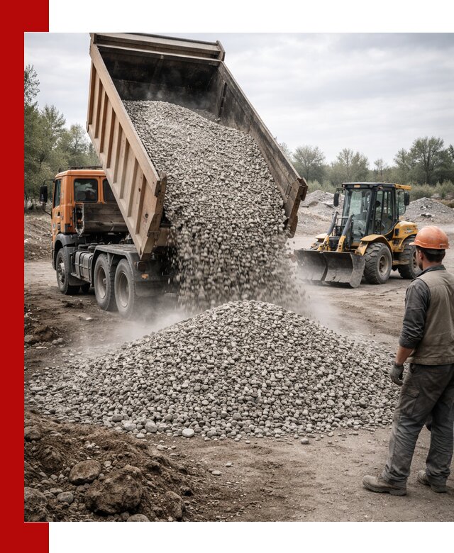 Доставка щебня в Северодвинске крупными и мелкими фракциями