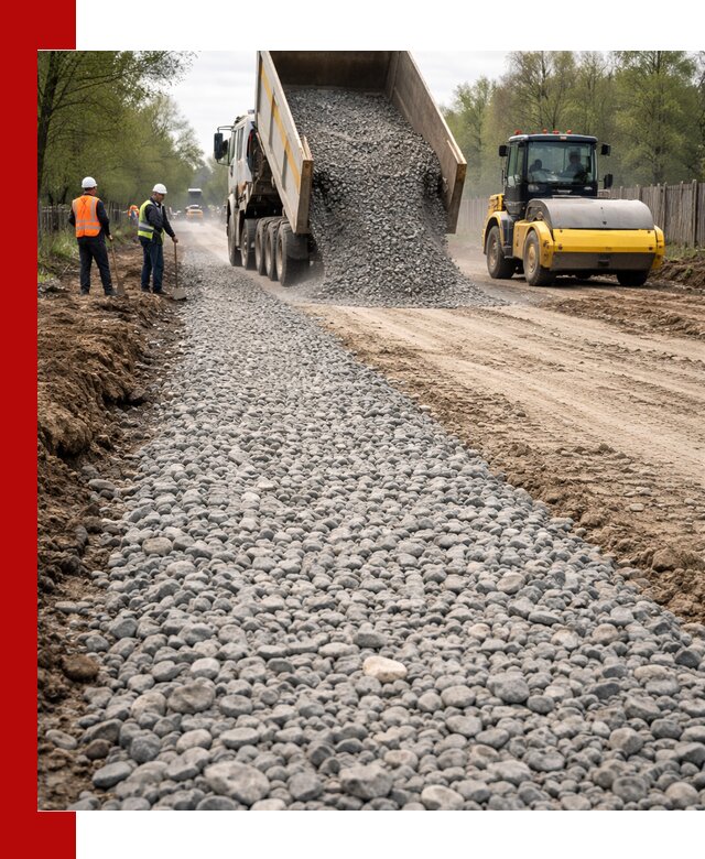 Доставка щебня для отсыпки дорог в Северодвинске высокого качества