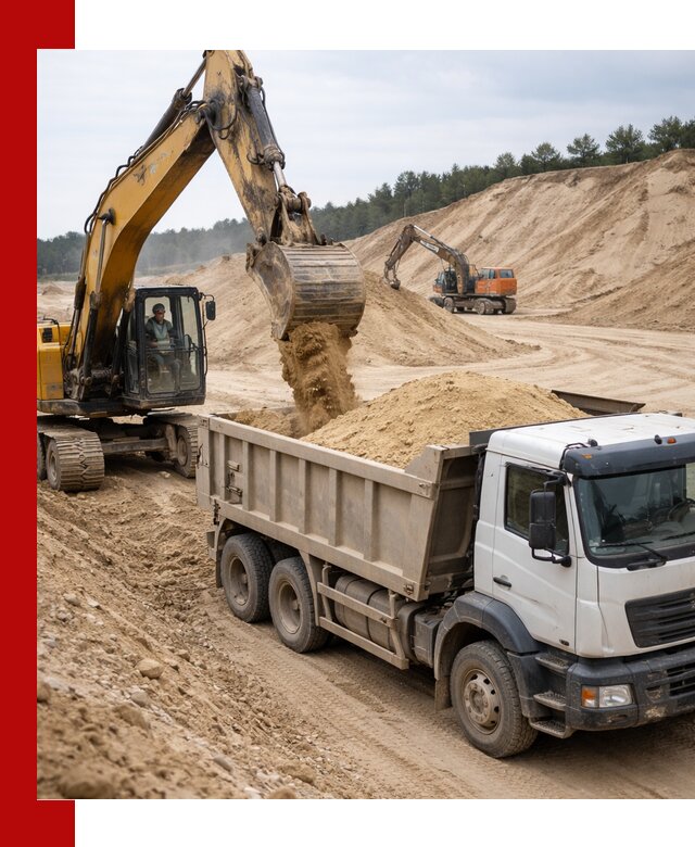 Доставка карьерного песка с самосвалами и разгрузкой в Северодвинске