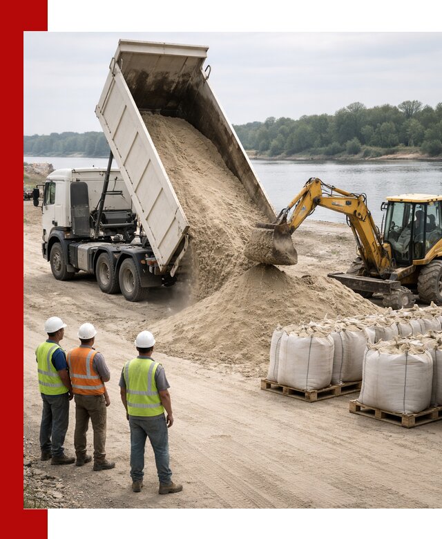 Доставка речного песка в Северодвинске самосвалами и погрузкой