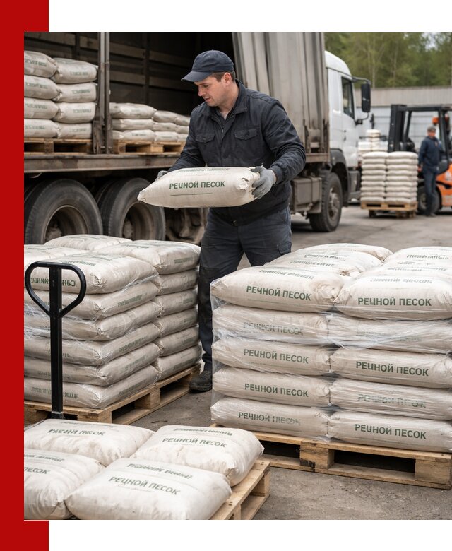 Речной песок в мешках с доставкой в Северодвинске