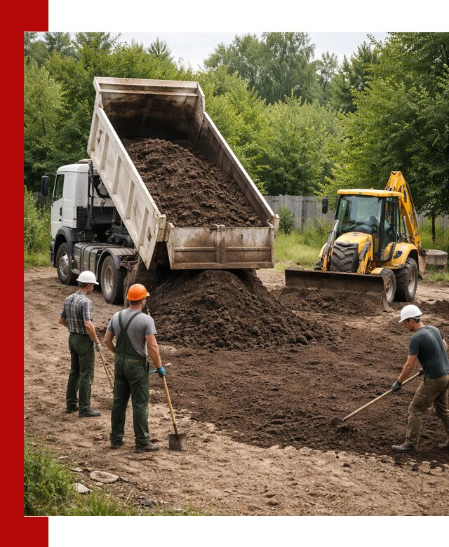 Доставка и укладка грунта для выравнивания участка в Северодвинске