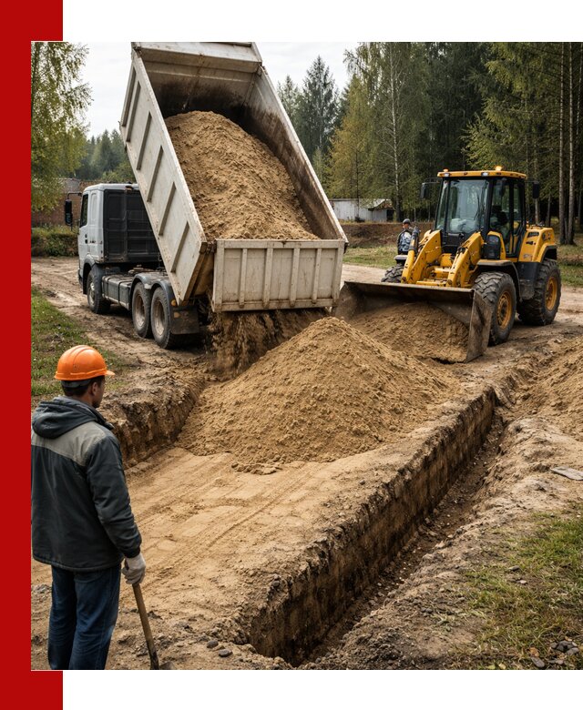 Доставка песчаного грунта в Северодвинске для строительных работ
