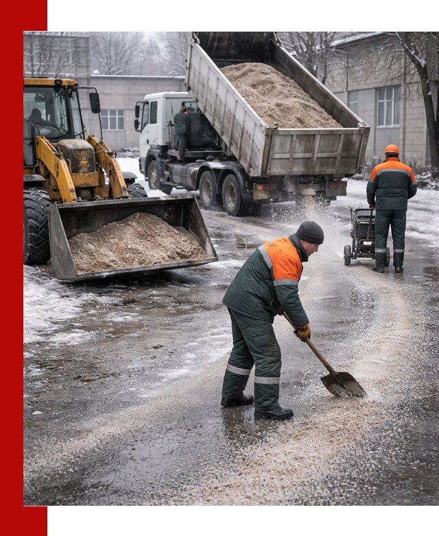 Реагент против гололеда с доставкой и нанесением в Северодвинске