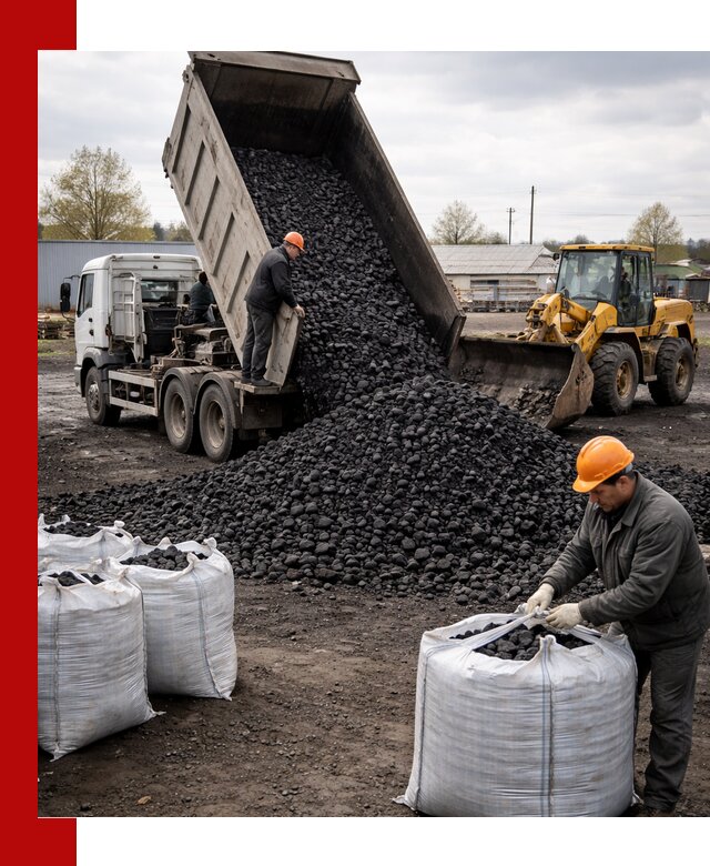 Доставка каменного угля в Северодвинске оптом и в розницу