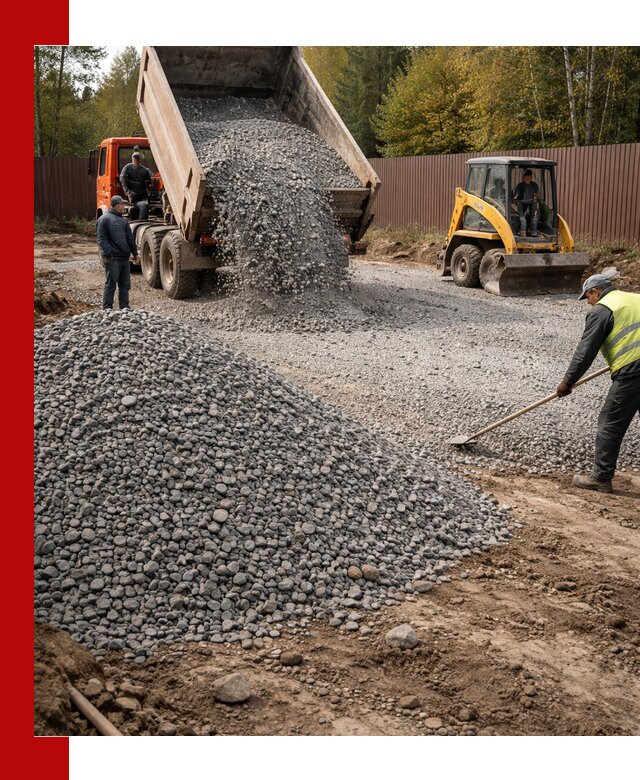 Отсыпка участка щебнем с доставкой и уплотнением в Северодвинске