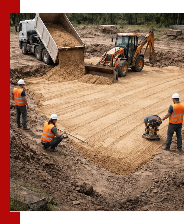 Устройство песчаной подушки для фундаментов и дорог в Северодвинске